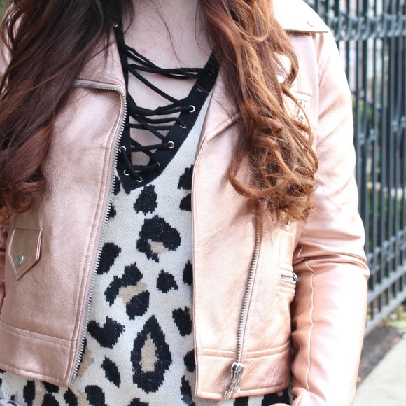 Metallic Rose Gold Moto Jacket - Picture 6 of 6